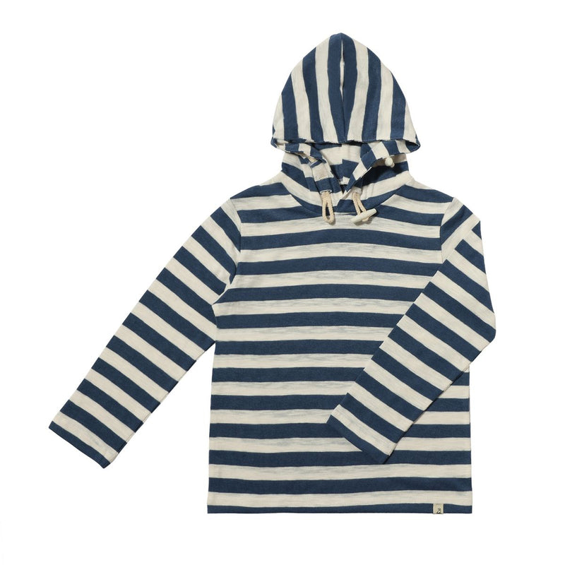 Navy Stripe Hooded Top