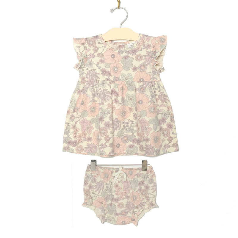Vintage Floral Flutter Tunic Set
