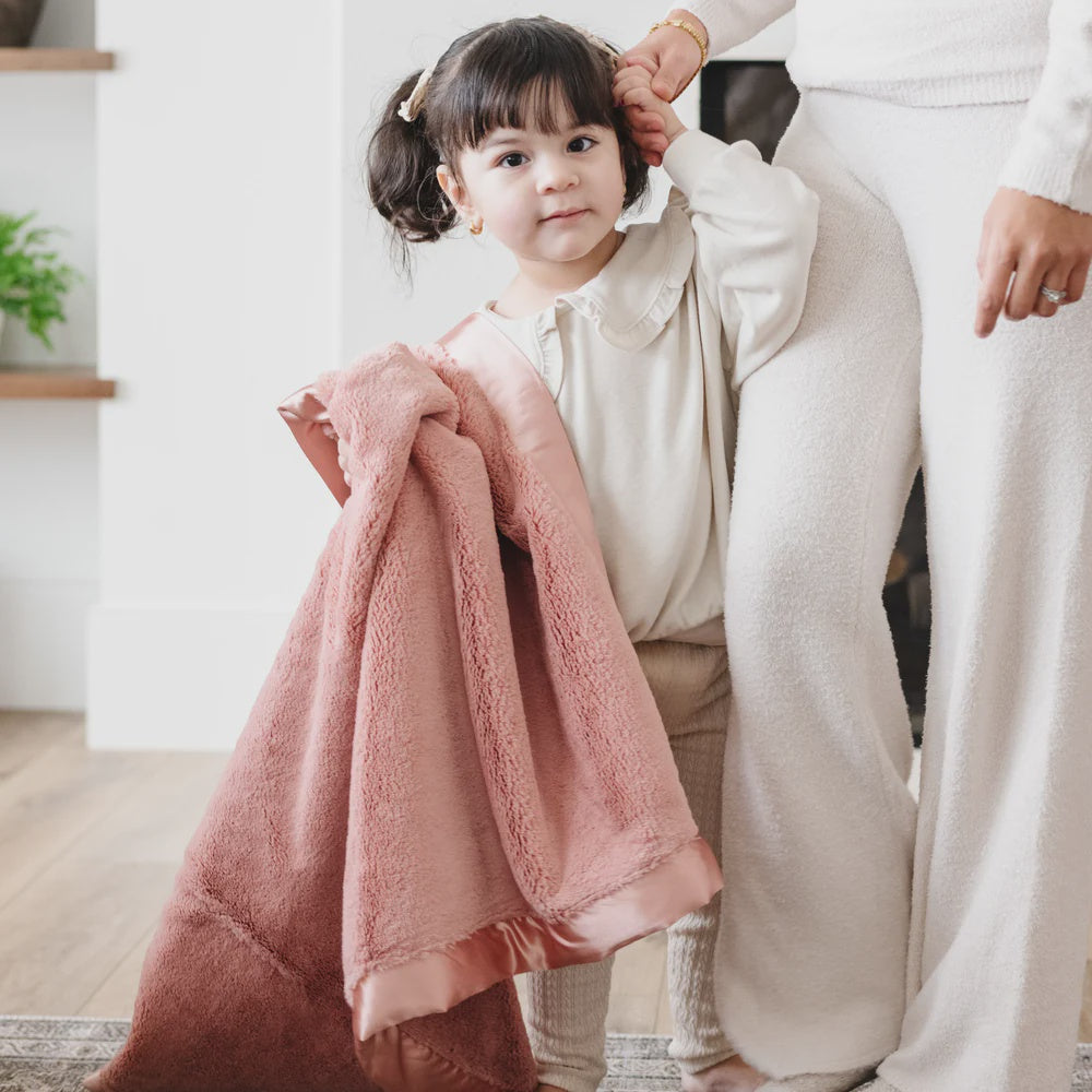 Satin Border Receiving Blanket in Dusty Peach