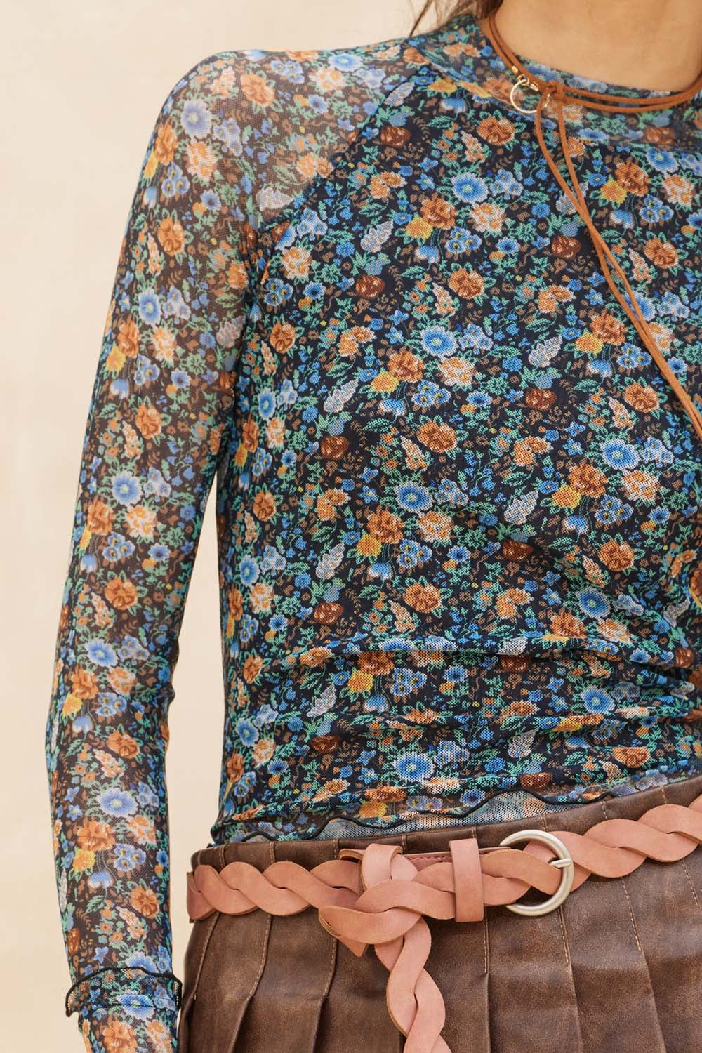 Floral Mesh Top