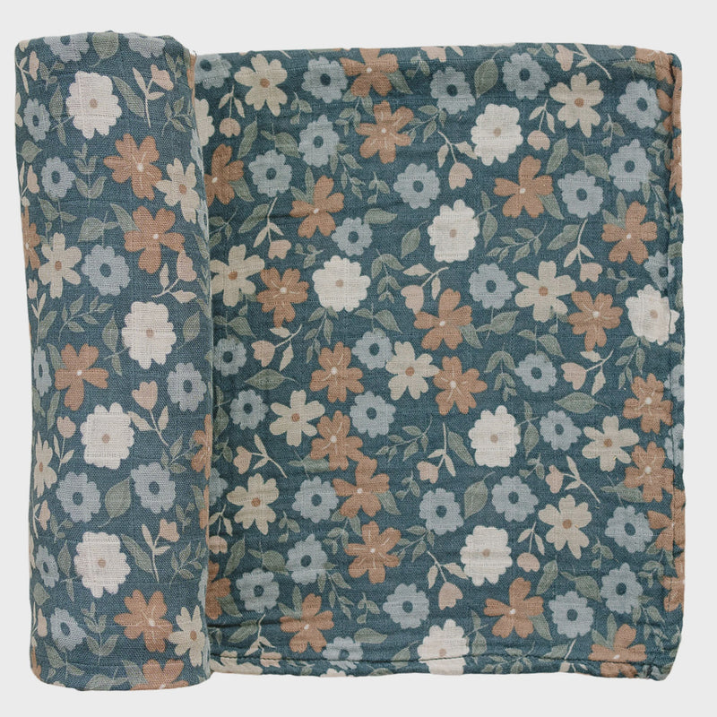Midnight Floral Muslin Swaddle