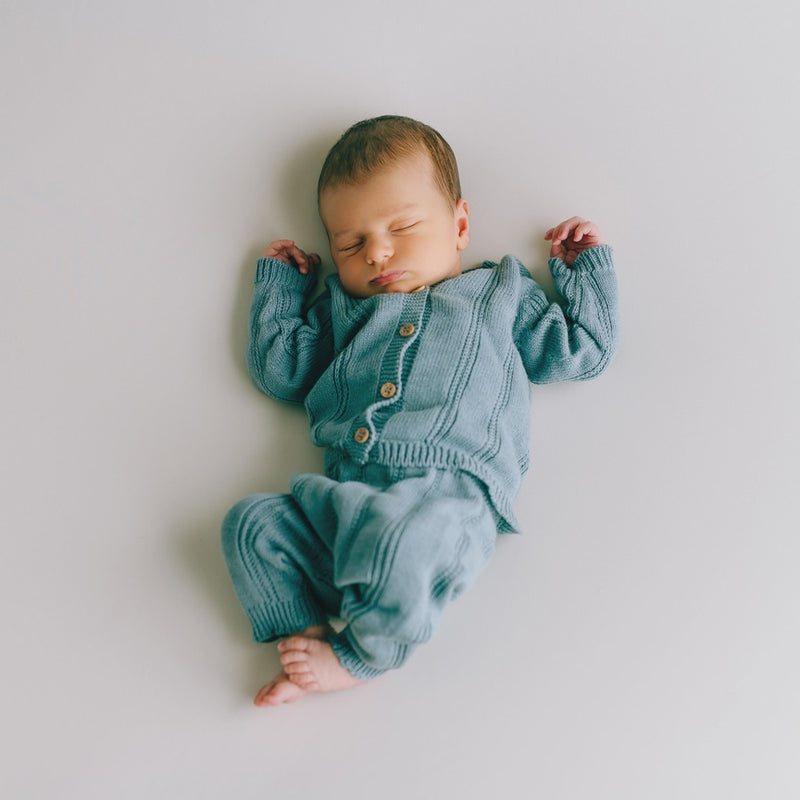 Organic Newborn Knit Set in Blue