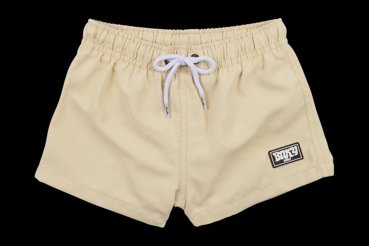 Beige Suede Swim Trunks