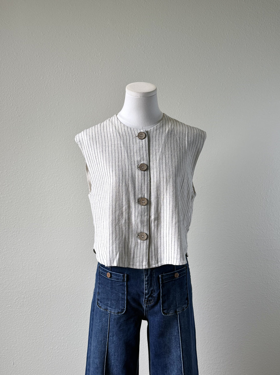 Crop Pinstripe Vest
