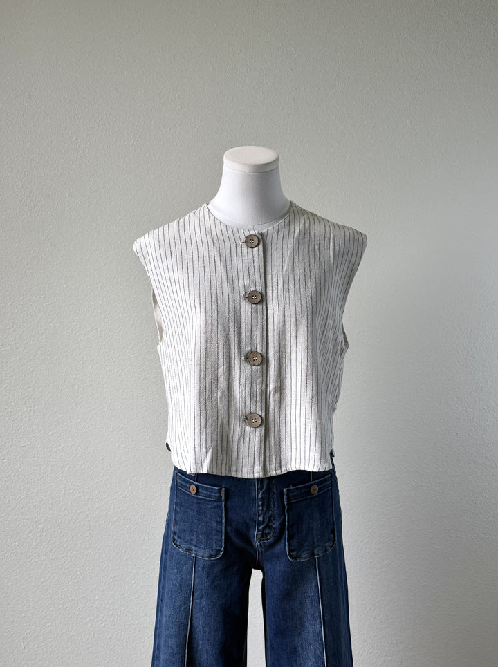 Crop Pinstripe Vest
