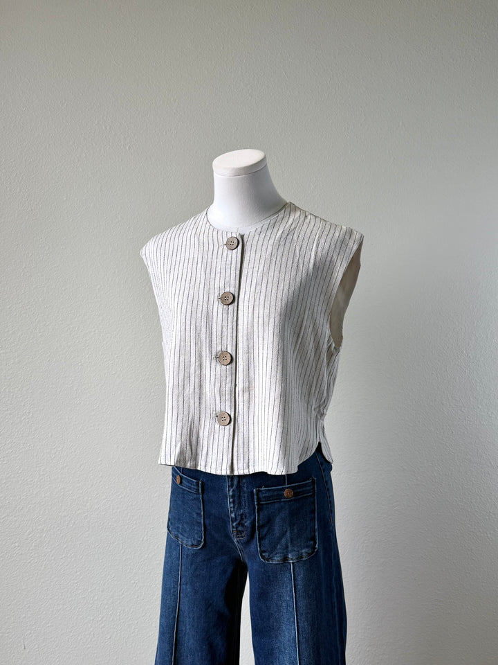 Crop Pinstripe Vest