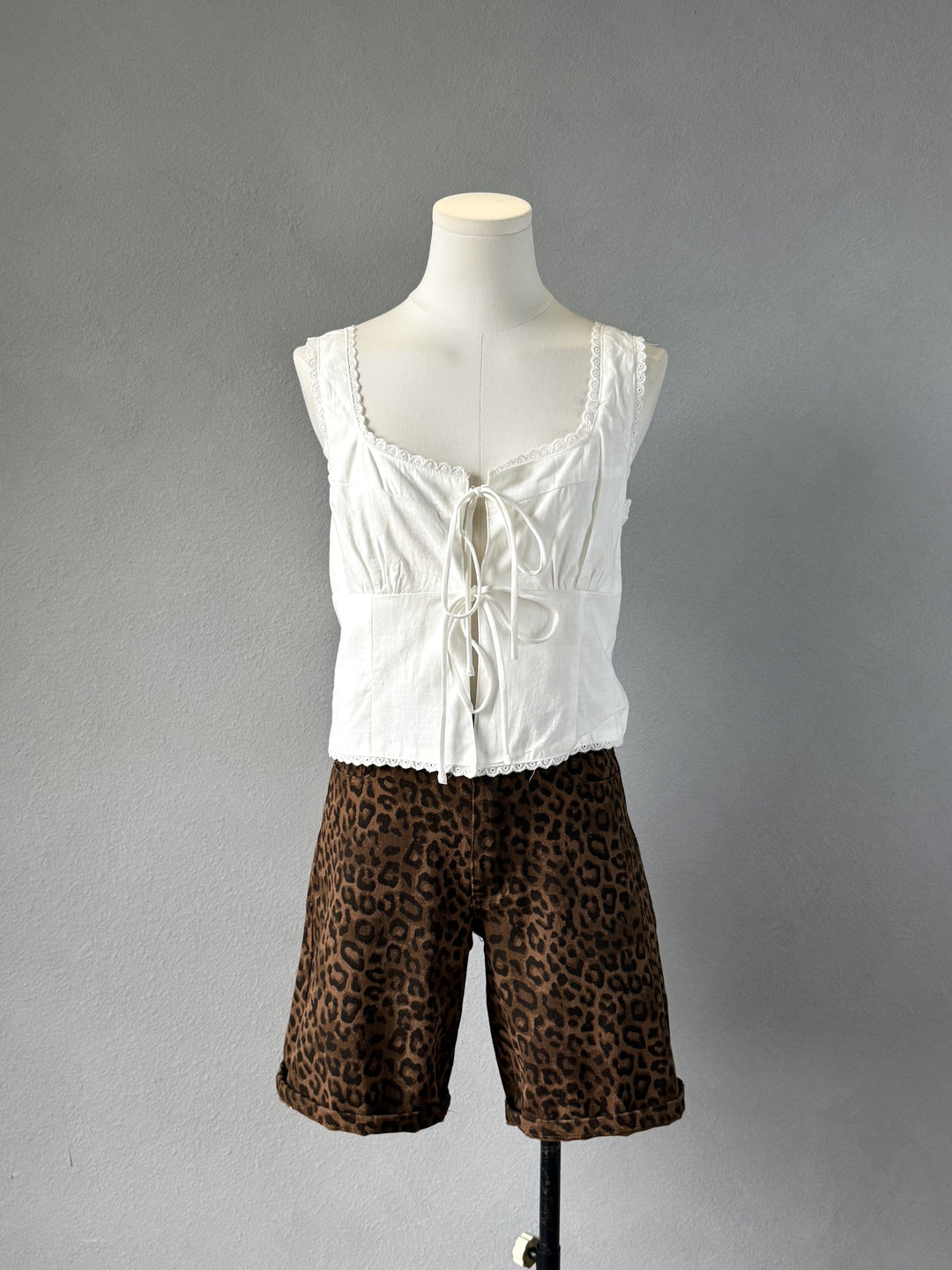 Denim Leopard Shorts