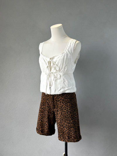 Denim Leopard Shorts