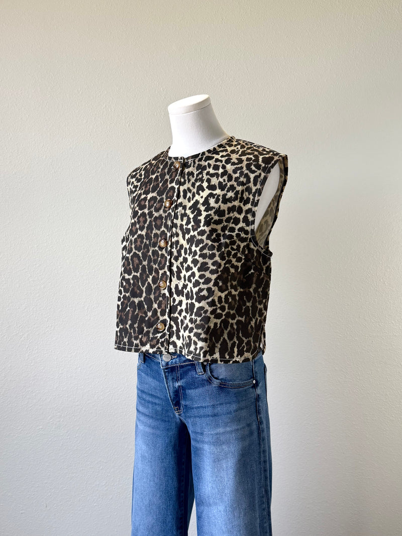 Denim Leopard Vest