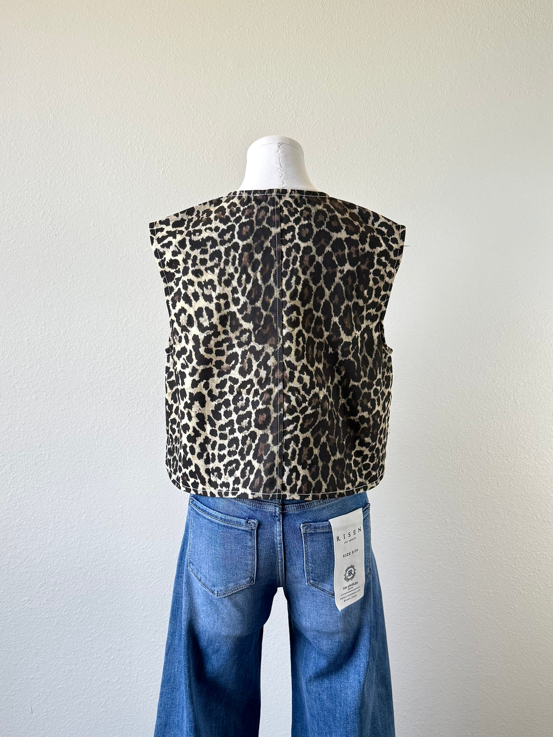 Denim Leopard Vest