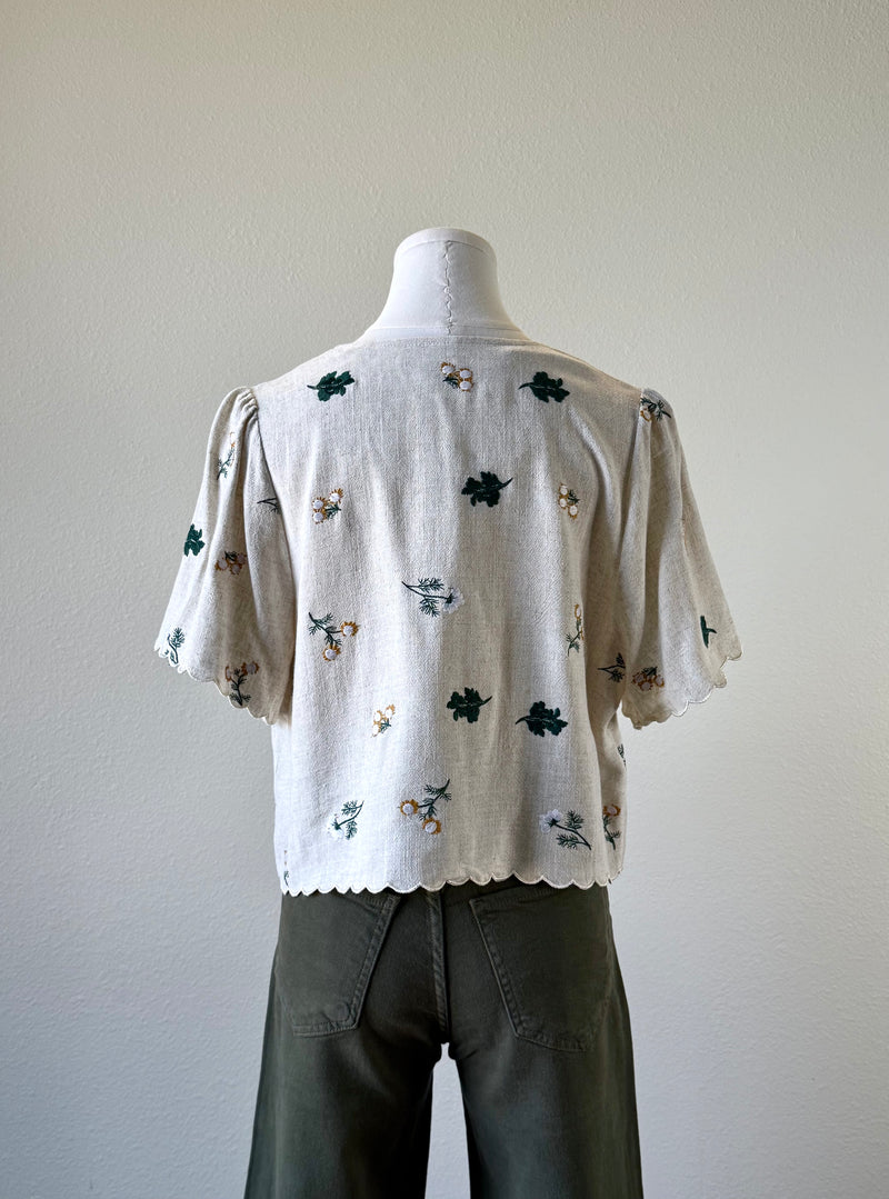 Embroidered Tie Top