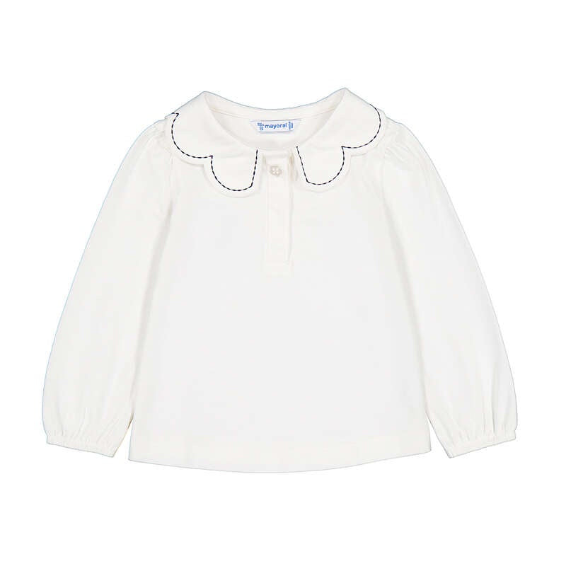 Embroidered Petal Collar Top
