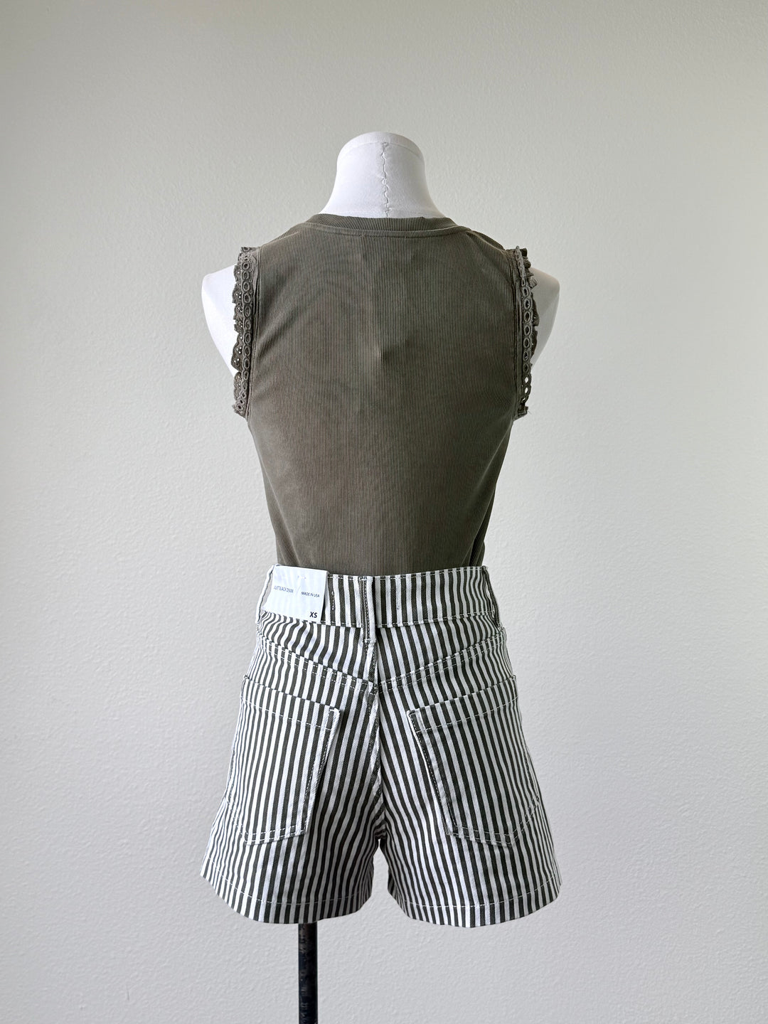 Olive Stripe Short