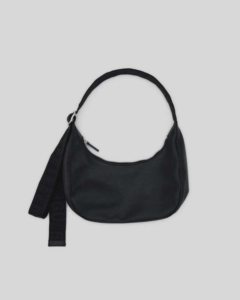 Black Small Leather Crescent Bag