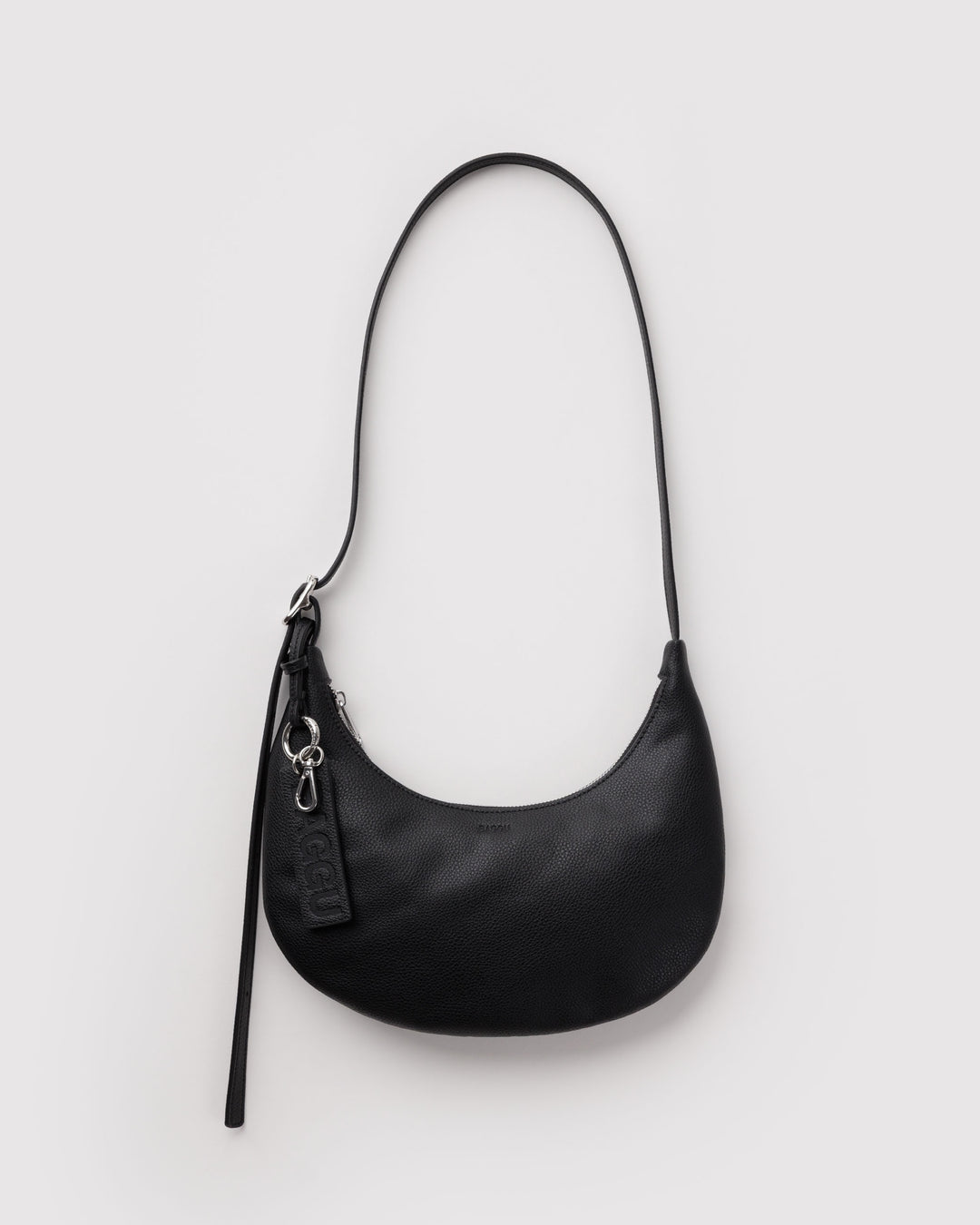 Black Small Leather Flat Crescent
