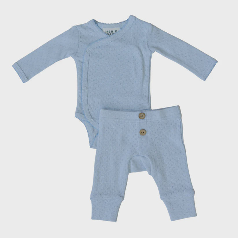 Blue Pointelle Layette Set