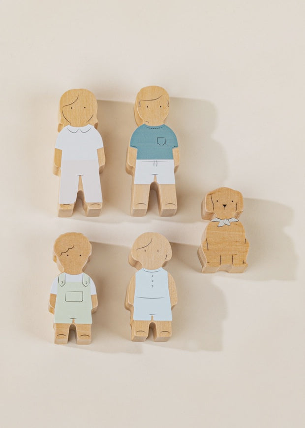 Wooden Dollhouse Family