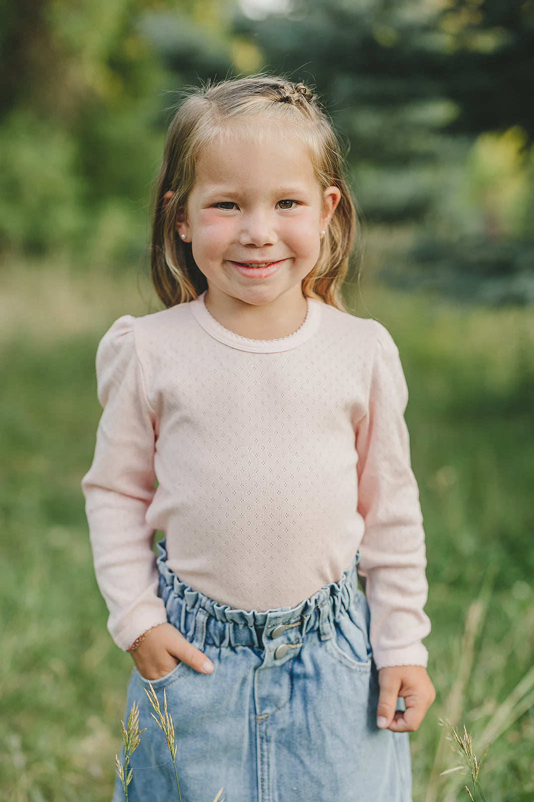 Pink Pointelle Longsleeve Top