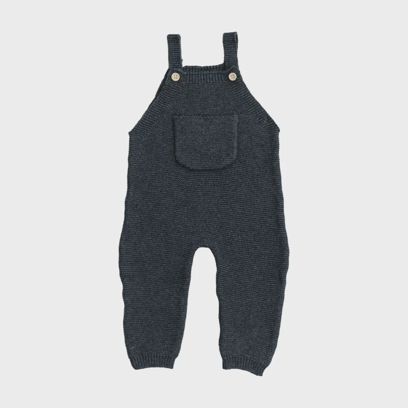 Charcoal Knit Pocket Overalls