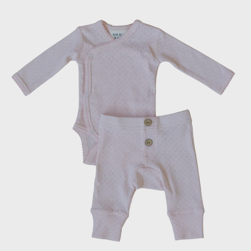 Pink Pointelle Layette Set