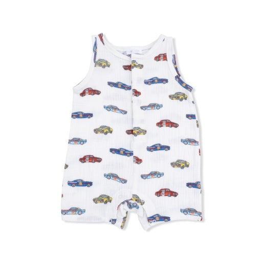 Race Cars Shortie Romper
