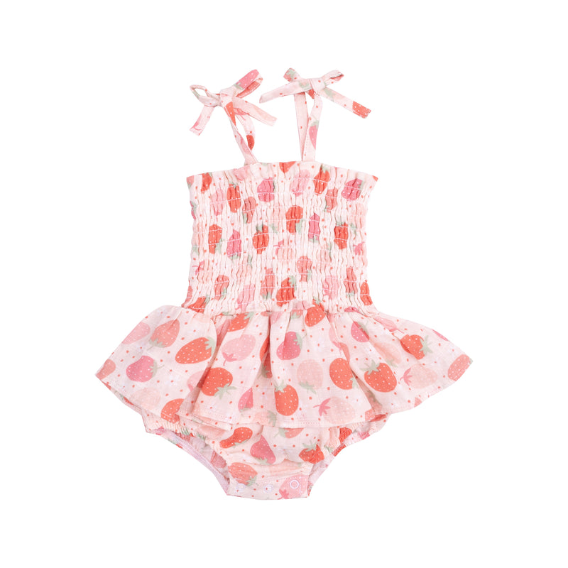 Strawberries Smocked Skirt Romper