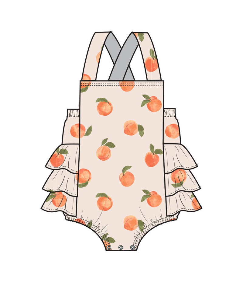 Watercolor Peach Ruffle Sunsuit