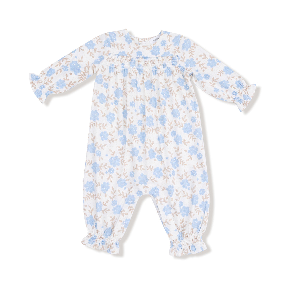 Blue Floral Smocked Romper
