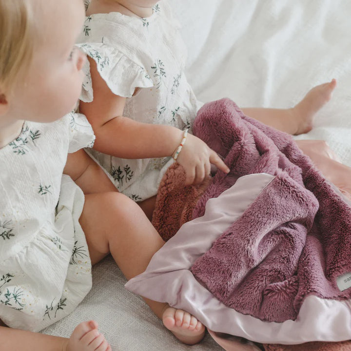 Satin Border Mini Blanket in Mauve