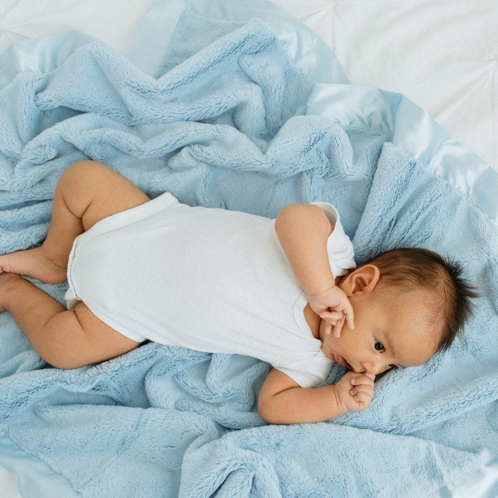 Light Blue Satin Receiving Blanket