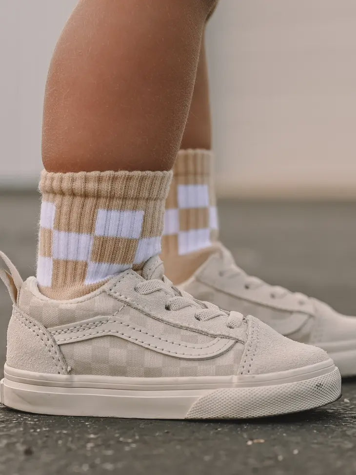 Beige Checkered Sock