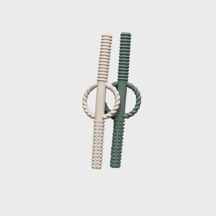 Sage/White Teething Straw