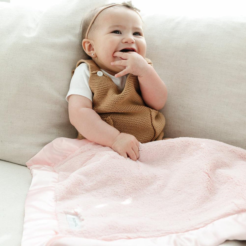 Light Pink Lush Satin Border Mini Blanket