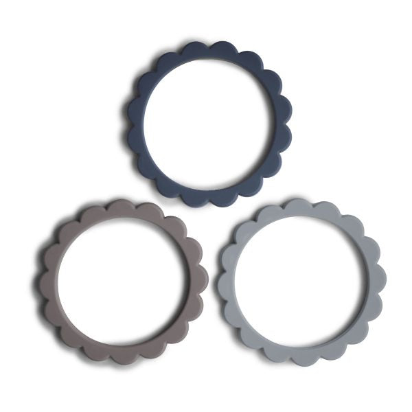 Flower Teething Bracelets Steel/Gray/Stone