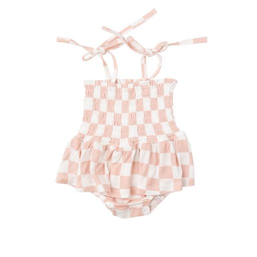 Checkerboard Smocked Bubble Skirt